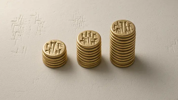 Pilhas de moedas crescendo